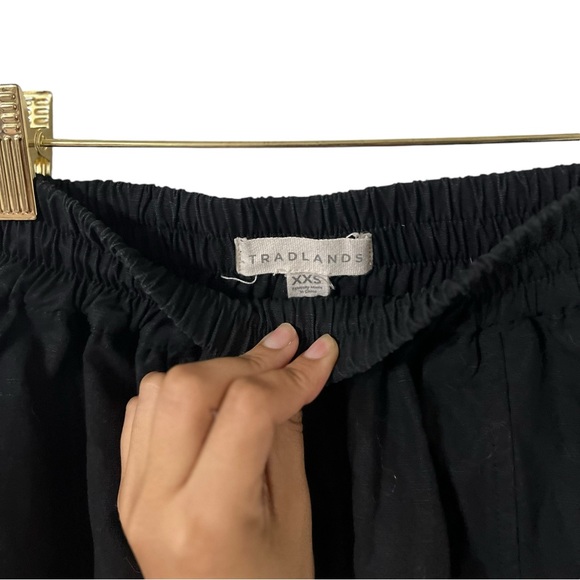 TRADLANDS Paloma Linen Black Pull On Casual Wide Leg Pants Trousers - Picture 8 of 9